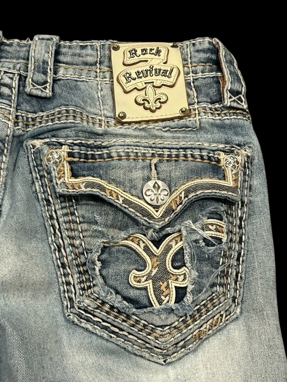 Rock Revival Ilford Men’s Bootcut Jeans Size 31 Light Acid Wash Distressed